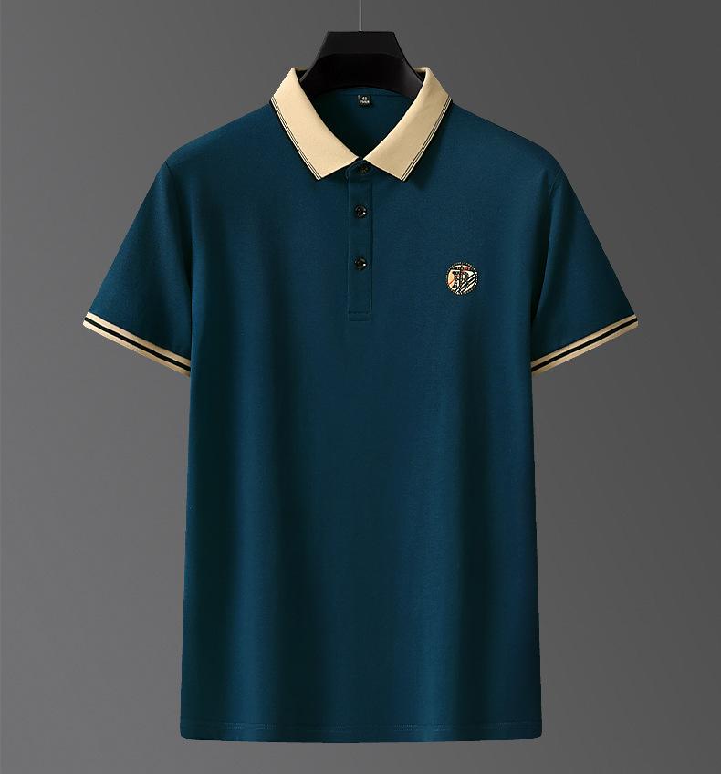 Men's Summer New Non-iron Solid Color Straight Leg Lapel Short Sleeve Business Casual Daily Polo Shirt