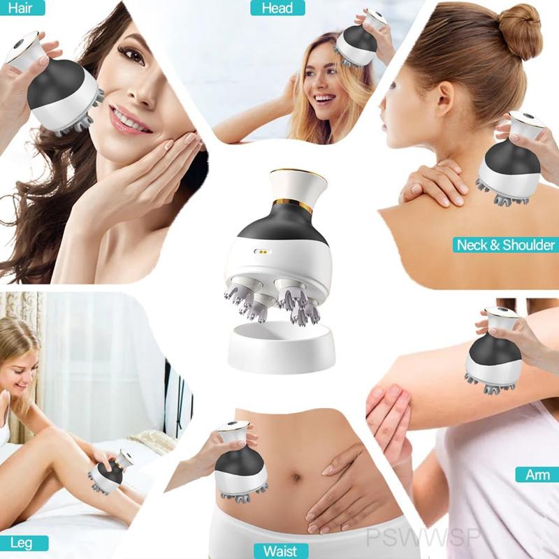 Portable electric scalp massager suitable for both pets and humans. Promotes hair growth, relieves stress, and enhances bonding. Rechargeable and waterproof head massager with deep kneading and stress-relieving functions.