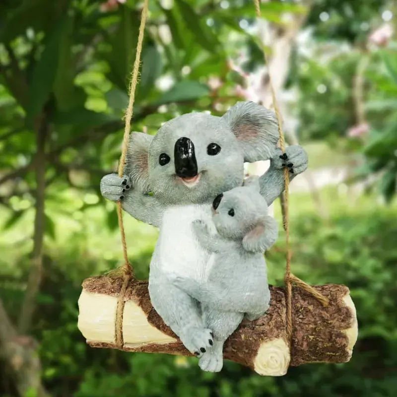 1pc Synthetic Resin Hanging Mount Koala Animal Figurine - Outdoor Decor, Garden Statues & Sculptures, Fairy Garden Accent, Cute Collectible Gift for Girls, Fairy Garden Decor
