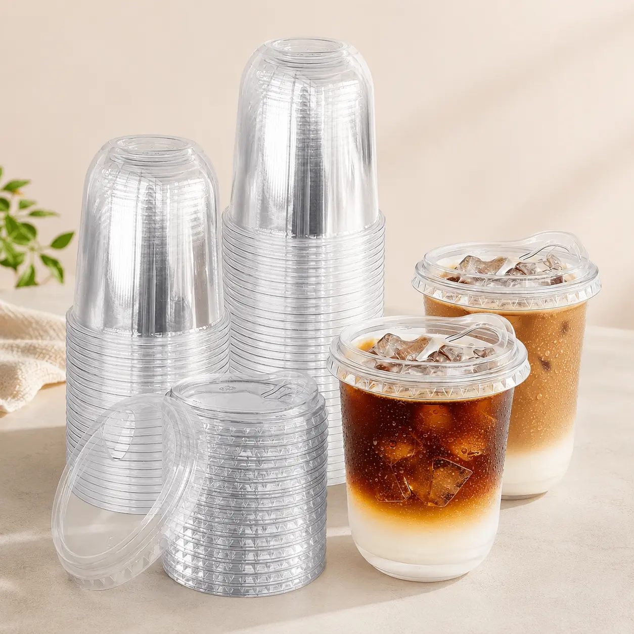 60 Pack 16 oz Iced Coffee Cups with Strawless Sip Lids, Crystal Clear Disposable Plastic Cups for Cold Beverages & Takeout,Round Bottom To Go Cup for Iced Coffee Juice Smoothie Cold Beverage Coffee Shops and Party,Bulk
