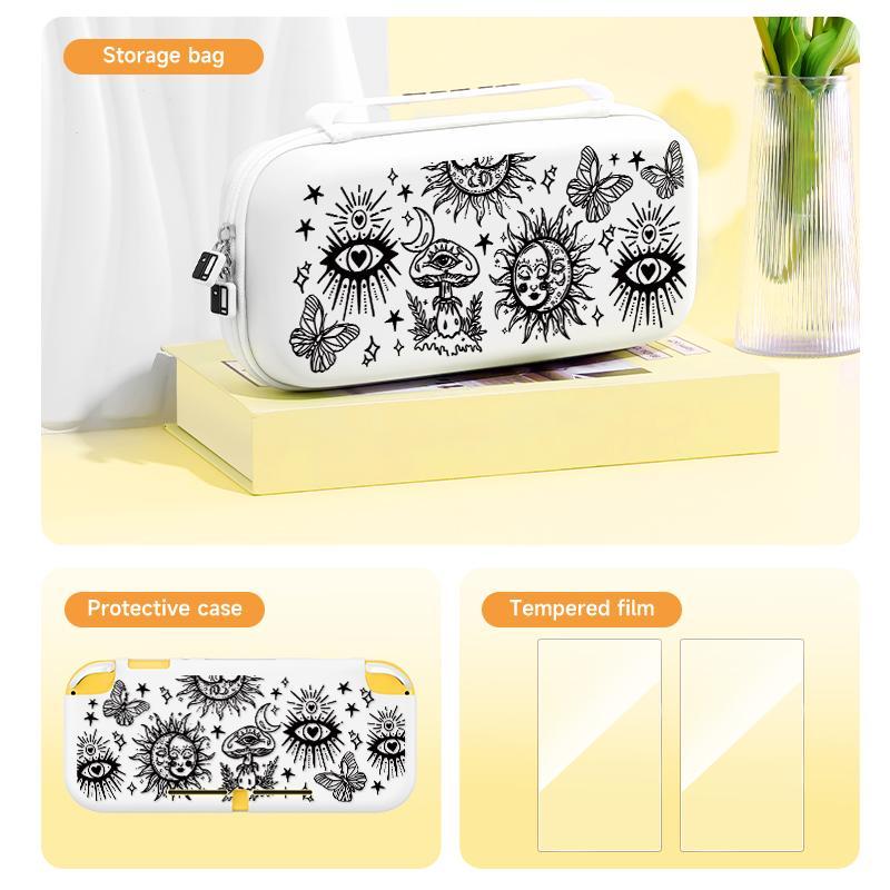 Creative Pattern Design Protective Case with Storage Bag, 3-in-1 Switch Accessory Set, Large Capacity Storage, Anti-fall Protective Cover, Screen Protector, Casing, Protection