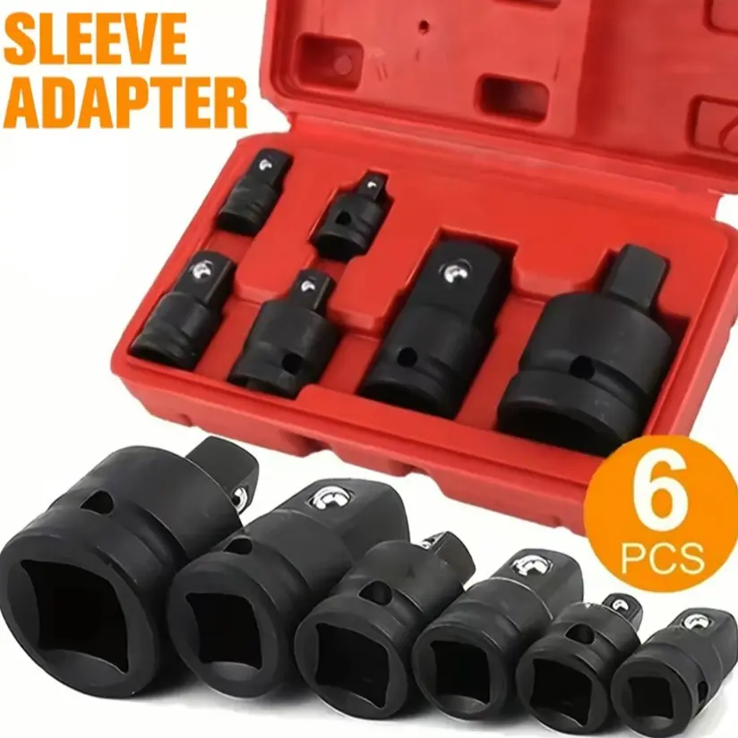 New Impact Adapter & Reducer Socket Set, 1/4 3/8 1/2 3/4 1 Inch Female To Male Air Square Drive & Wrench Conversion Tool, Multifunctional Hand Tool，Professional impact sleeve，