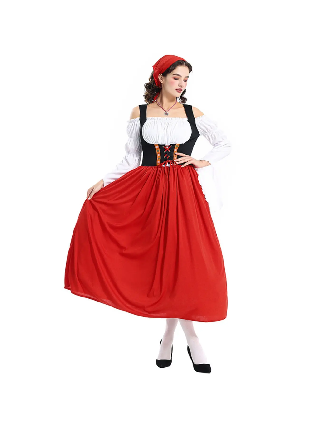Women’s Munich Beer Festival Maid Dress Medieval Farm Girl Cosplay Costume Halloween Stage Performance Outfit