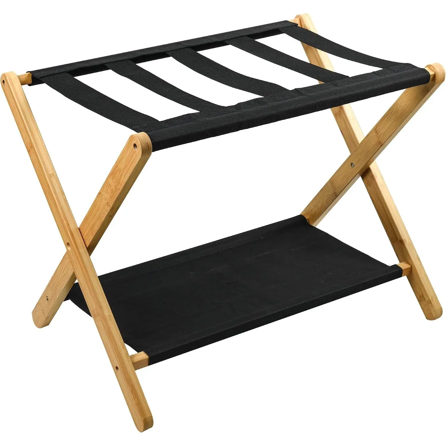 Luggage Rack, Folding Suitcase Stand with Storage Shelf, Luggage Stand for Guest Room,Bedroon and Hotel,Holds up to 131 lb,Fit  Luggage Size,