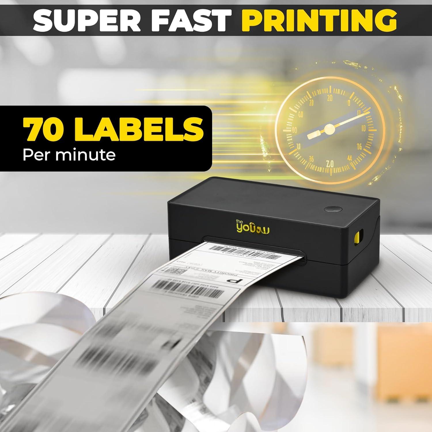 Label Printer,  rmal Printer, 4x6 Shipping Label Printer, rmal Label Printer Desktop or Phone, Compatible with , Android, Windows, , Chromebook, , Ebay, UPS.USPS (Black)