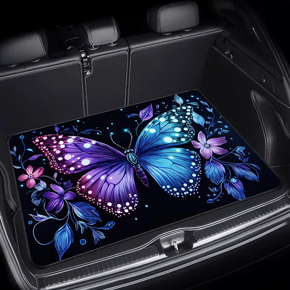 1pc Universal Cargo Mat, Colorful Butterfly Print Multifunctional Car Trunk Mat, Rear Cargo Mat, SUV Cargo Liner, Simple Yet Elegant, Enhances Interior Space, Polyester, Universal Fit Mat for Cars, Trucks, SUVs, Car Accessory