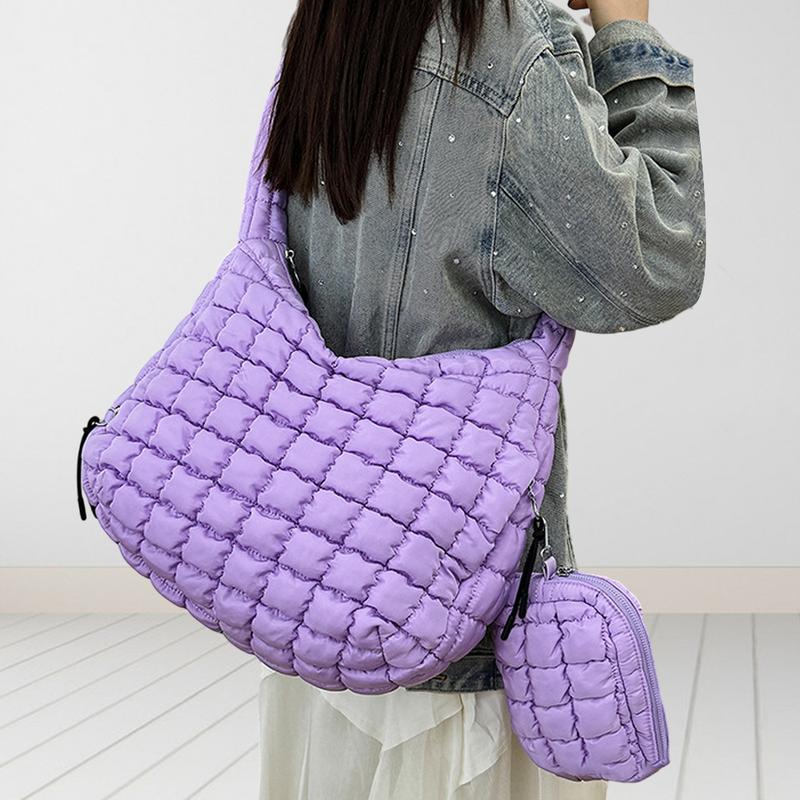 Lightweight Quilted Puffer Tote Bag for Women Practical Medium Bag Shoulder Crossbody Bags for Gym & Travel