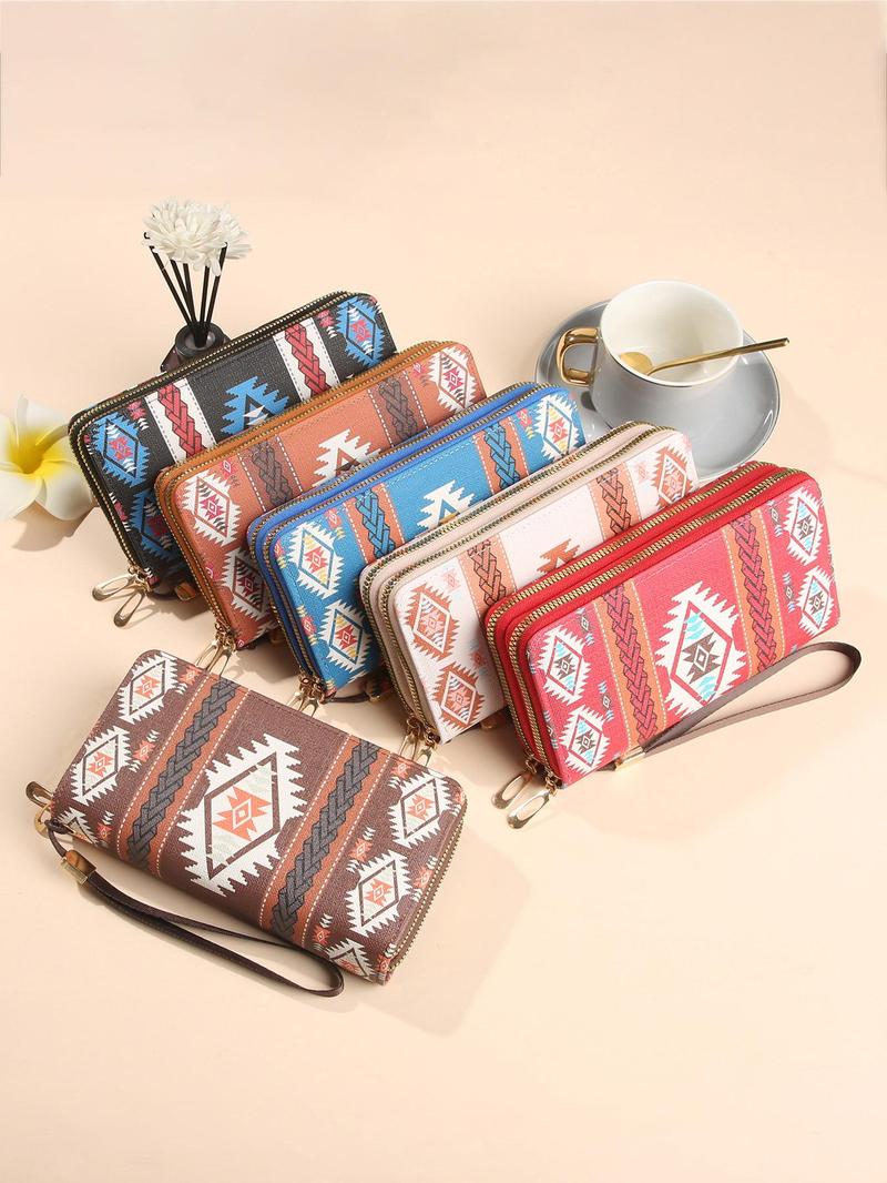 Boho Style Long Wallet, Fashionable Zipper Around Wallet for Women, Casual Trendy Versatile High-quality Daily Wallet