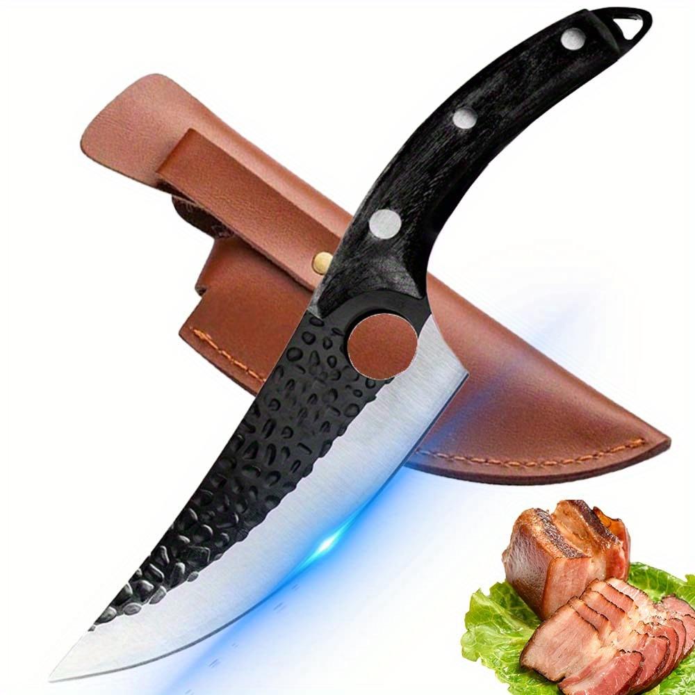 Portable black kitchen Knife Cutting Meat Boning and Peeling Knife Small Curved Knife Killing Fish Pig Sheep Cutting Pork Fruit Knife Barbecue Knife