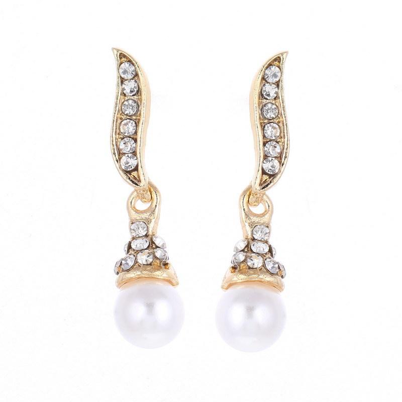 Gold Plated Beaded Necklace and Earrings Set, Bridal Bead  for Women