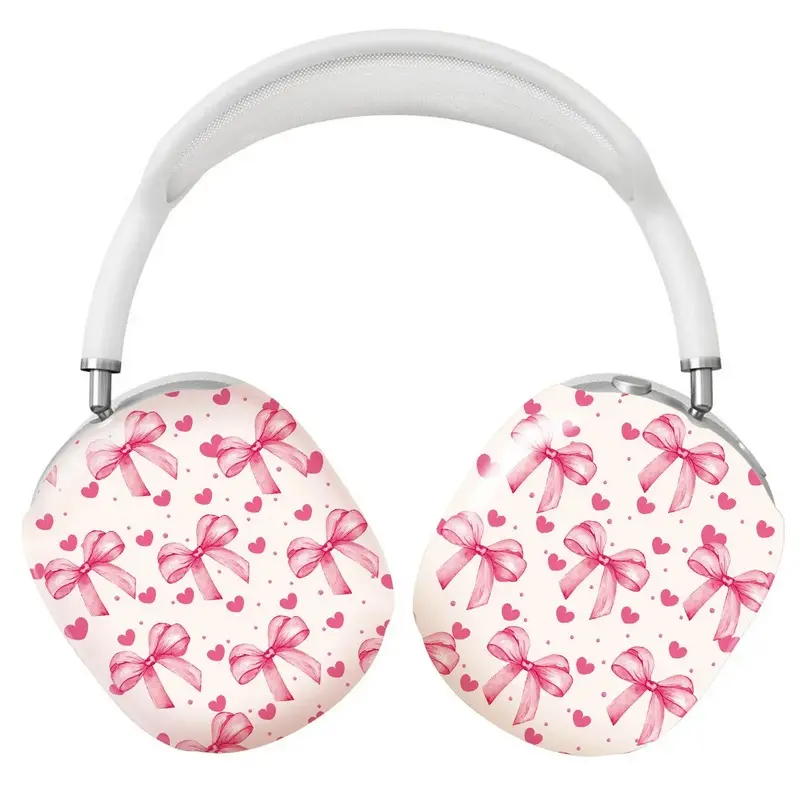 Handcrafted Artisanal Style Charm Protective Case for AirPods Max, Handmade Craft Bow Print Headphone Accessory