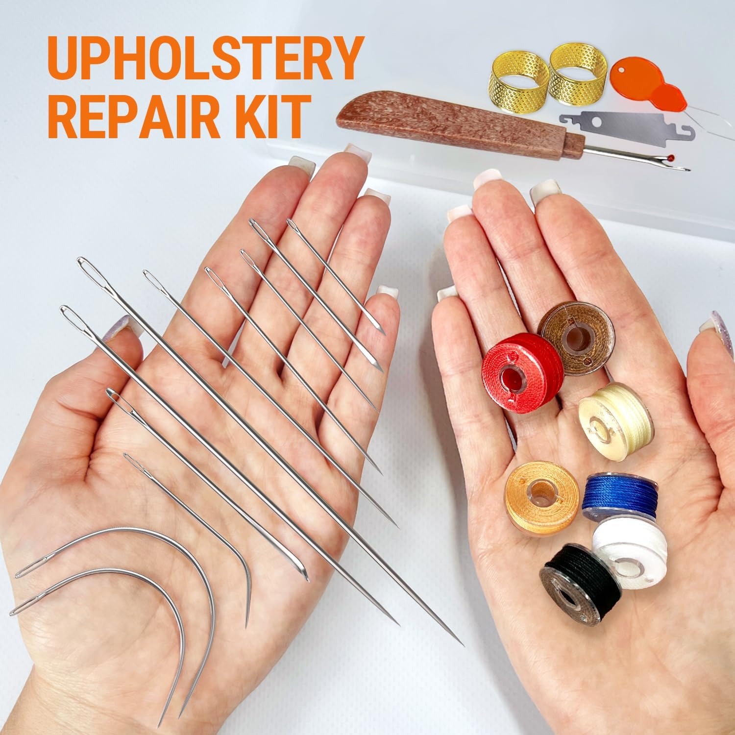 Heavy Duty Sewing (11 PCS) & Waxed Thread (7 Colors) - Upholstery Repair Kit for Leather, Canvas, Quilting & More Heavy Duty Sewing (11 PCS) & Waxed Thread (7 Colors) - Upholstery Repair Kit for Leather, Canvas, Quilting & More