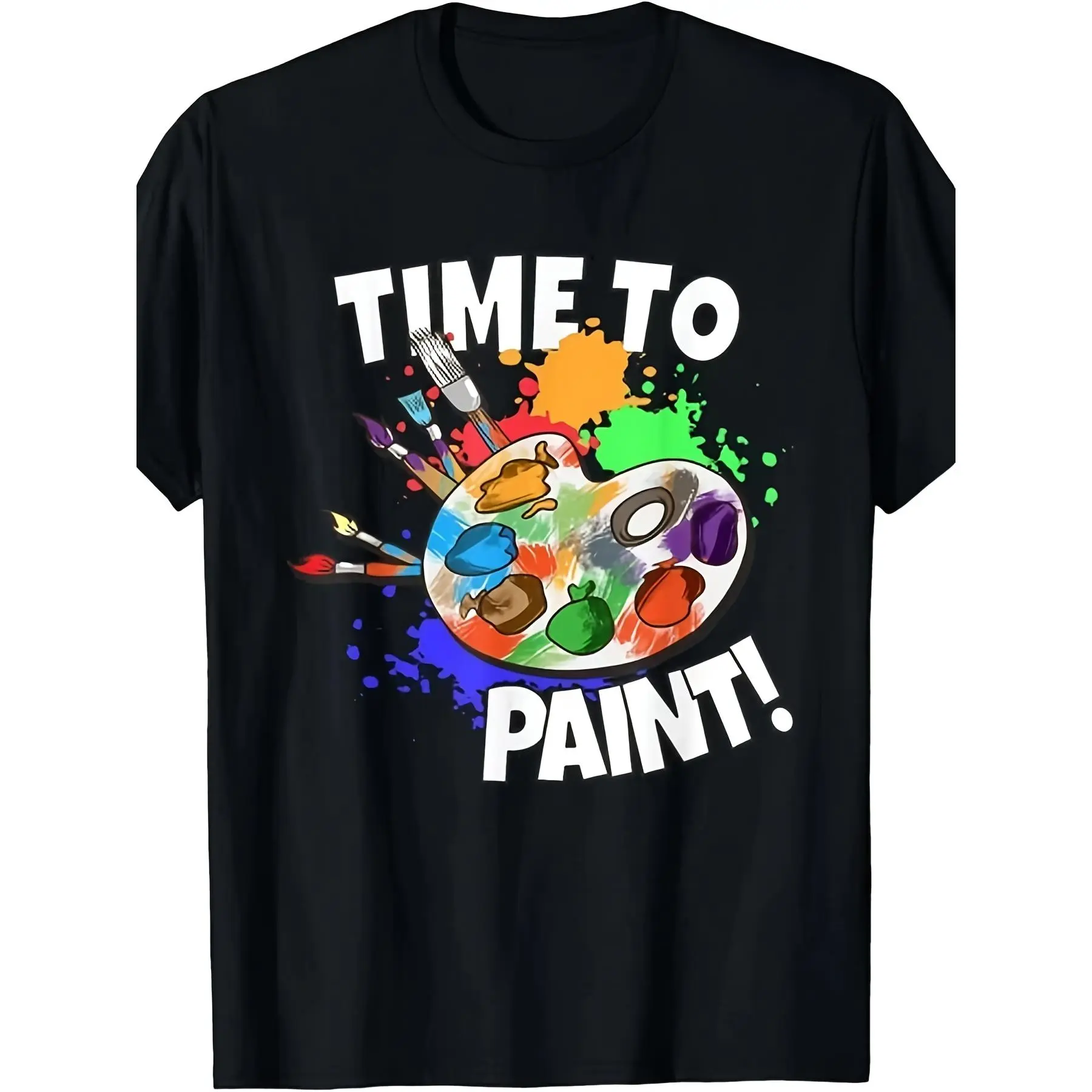 Men's Shortsleeve Crew Neck Tshirt - Streetwear Top, Regular Fit, Funny Art Painter Design Fabric, Suitable for Outdoor Enthusiasts & Daily Wear, Menswear, Round Neck, Thick, Relaxed Fit, Soft