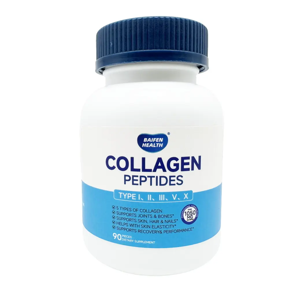 Collagen Peptides – Dietary Supplement | 90 Capsules Bottle | Type I II III V X Collagen | 1050mg Per Serving | Support Skin Hair Nails Joint Bone