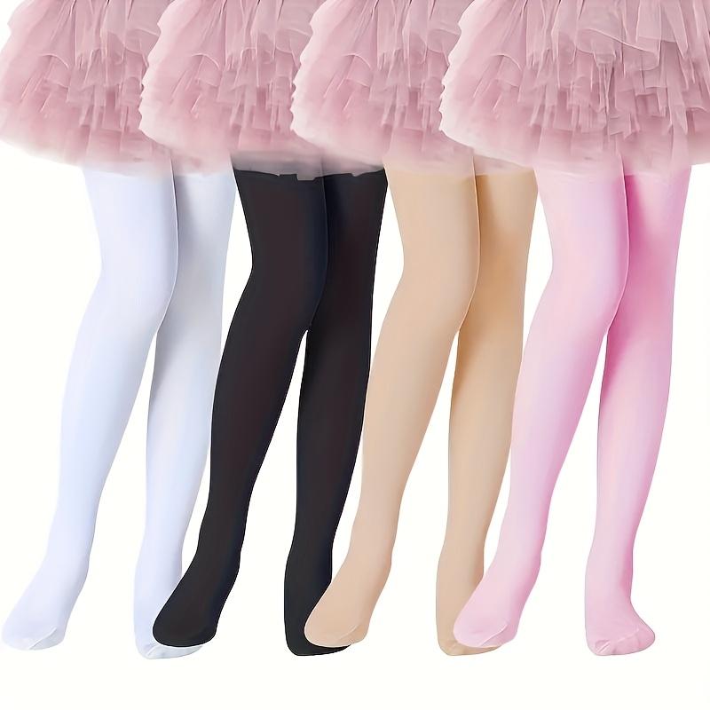 Random 4 pairs of girls' soft solid color ballet pantyhose, all four classic solid colors are versatile and practical, perfectly matching with outfits. Fit to the body without leaving any marks, ensuring a comfortable experience all day long