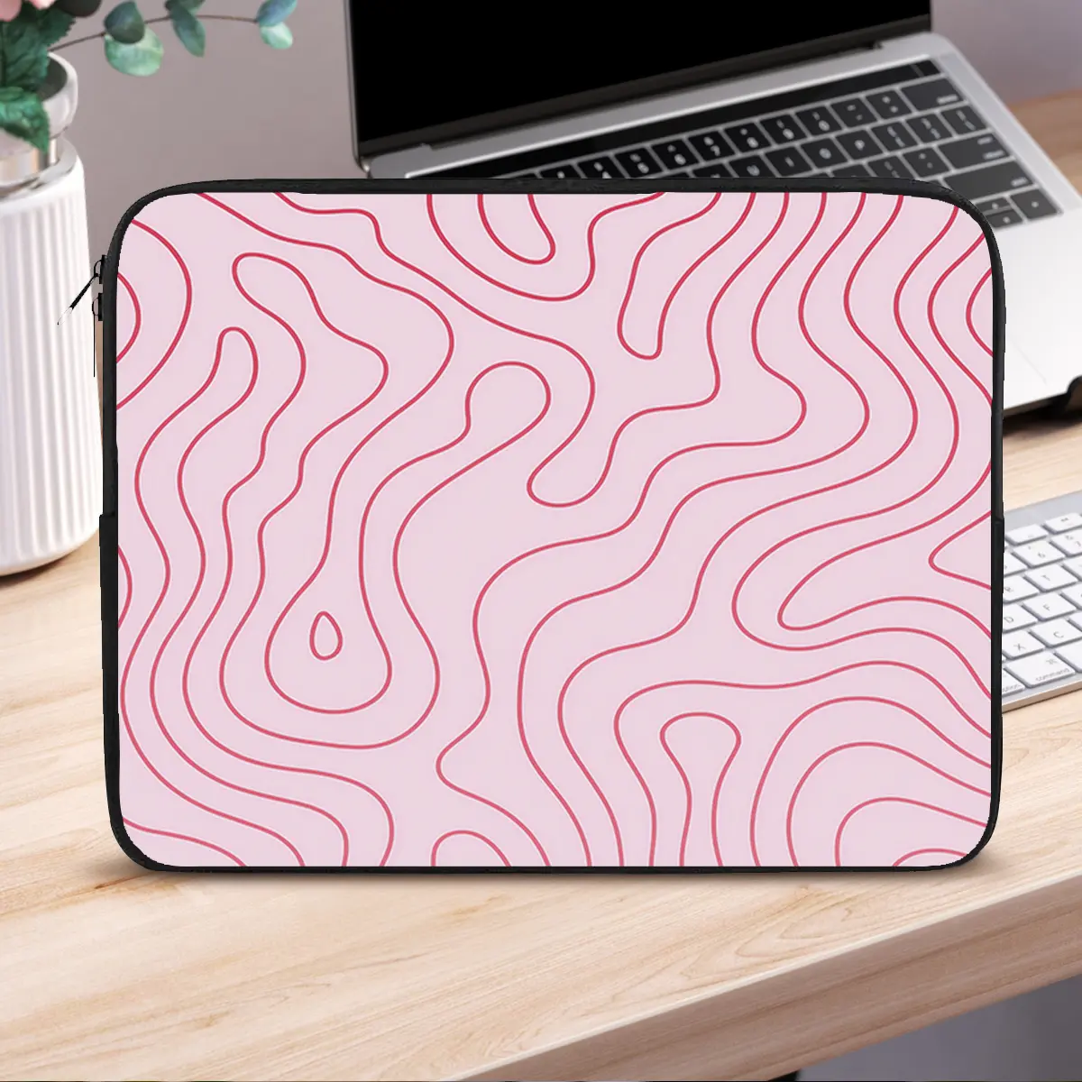 1pc Wavy Line Pattern Designed Laptop Sleeve Laptop Cover, Fashionable Trendy Notebook Sleeve Laptop Bag Laptop Protector Case for 10/12/13/15/17inch Computer, Suit for Women and Men