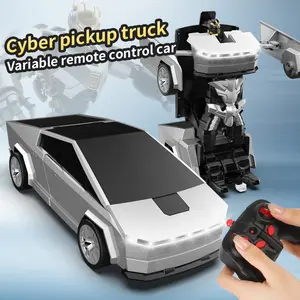 Transform Rc Cars, Rc Vehicle, Remote Controlled Vehicle, 2.4Ghz Remote Control Car 1:18 Scale Transforming Robot, One-Button Deformation 360° Rotation Car Toy Gifts for Boys 3-5, Birthday Gift, Cybertruck Toy