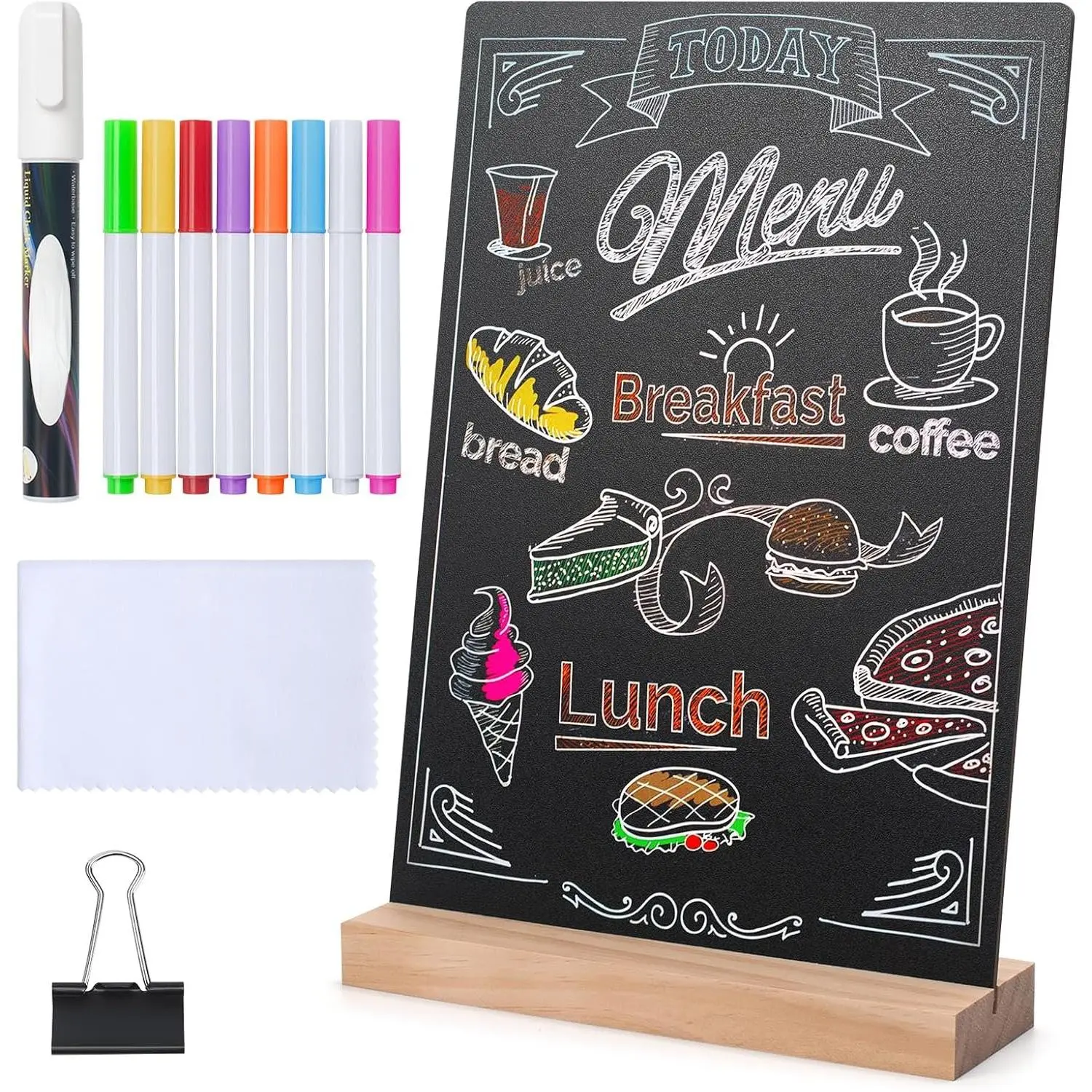 8 x12 Inch Tabletop Chalkboard Sign with Base Stand, Menu Chalk Board Sign Store  Signs, Message Boards for Party, Wedding, Tables Decoration, Bar and Restaurant
