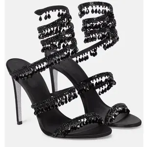 2026 Women's High Heels New Rhinestone Sandals Fashion Tassel Crystal Shoes Sexy Banquet Party Women's Large Sandals