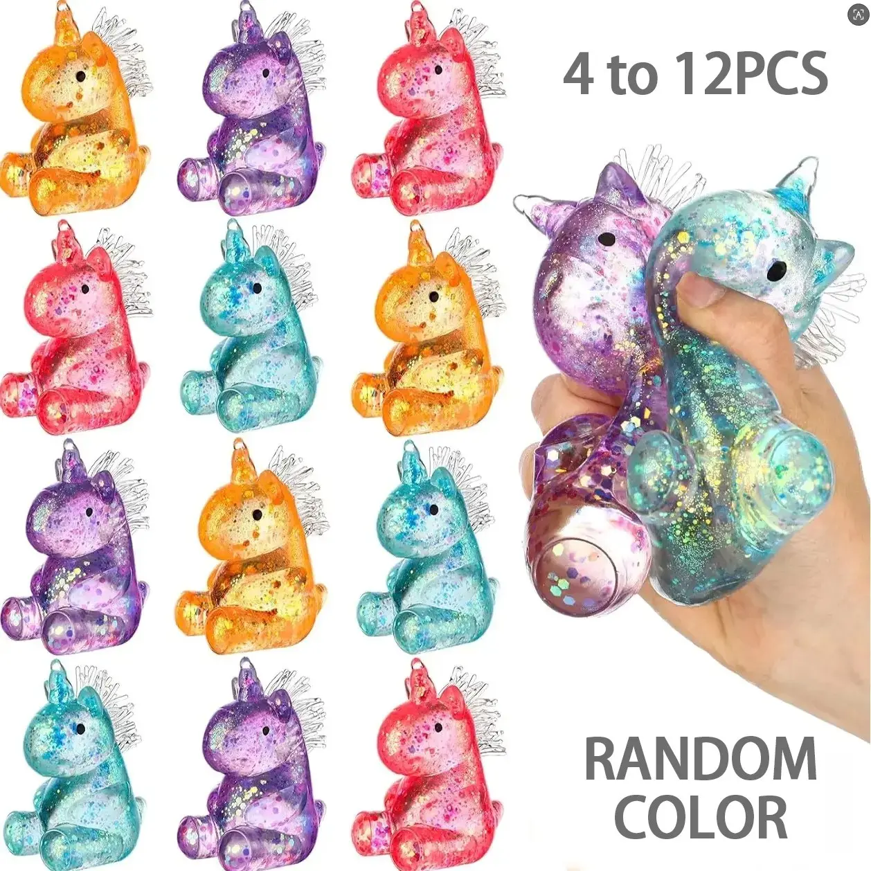 Unicorn Stress Relief Gummy Toy, Random Color Sensory Fidget Ball, Party Gift for Adults and Kids, Anti-Anxiety Hand Press Toy, Cute Prank Toy