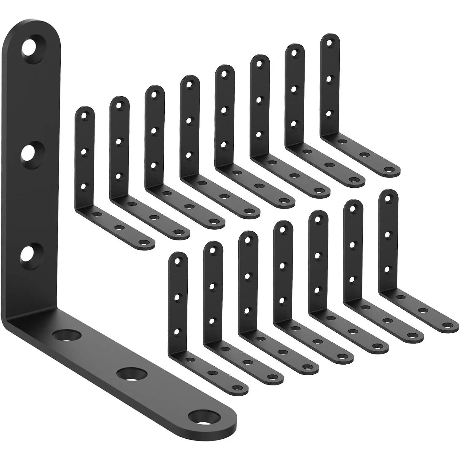 Shelf Brackets Corner Brace Black Steel L Brackets for Shelves Decorative Wall Mount Joint Angle Brackets with Screws 16 Pack 4 x 4 Inch
