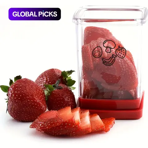 Durable Vegetable Slicer, Fruit & Vegetable Fast Cutting Slicer, Kitchen Accessories Stainless Steel Blade Fruit Slicer Cup, Strawberry Cutter, Kitchen Gadget, Fruit Veggie Slicer #GLOBAL PICKS