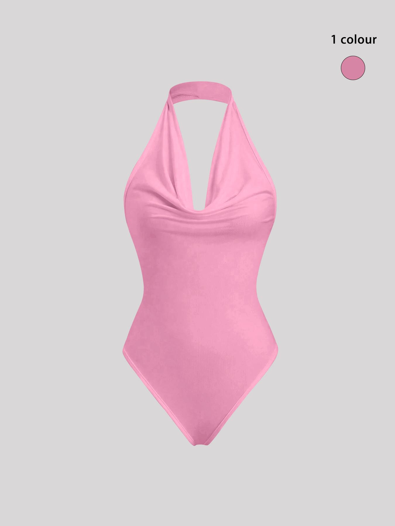 Women's Solid Color Halter Neck Bodysuit, Backless Tank Bodysuit, Casual Sleeveless Bodysuit for Daily Wear, Ladies Clothes for All Seasons, Womenswear