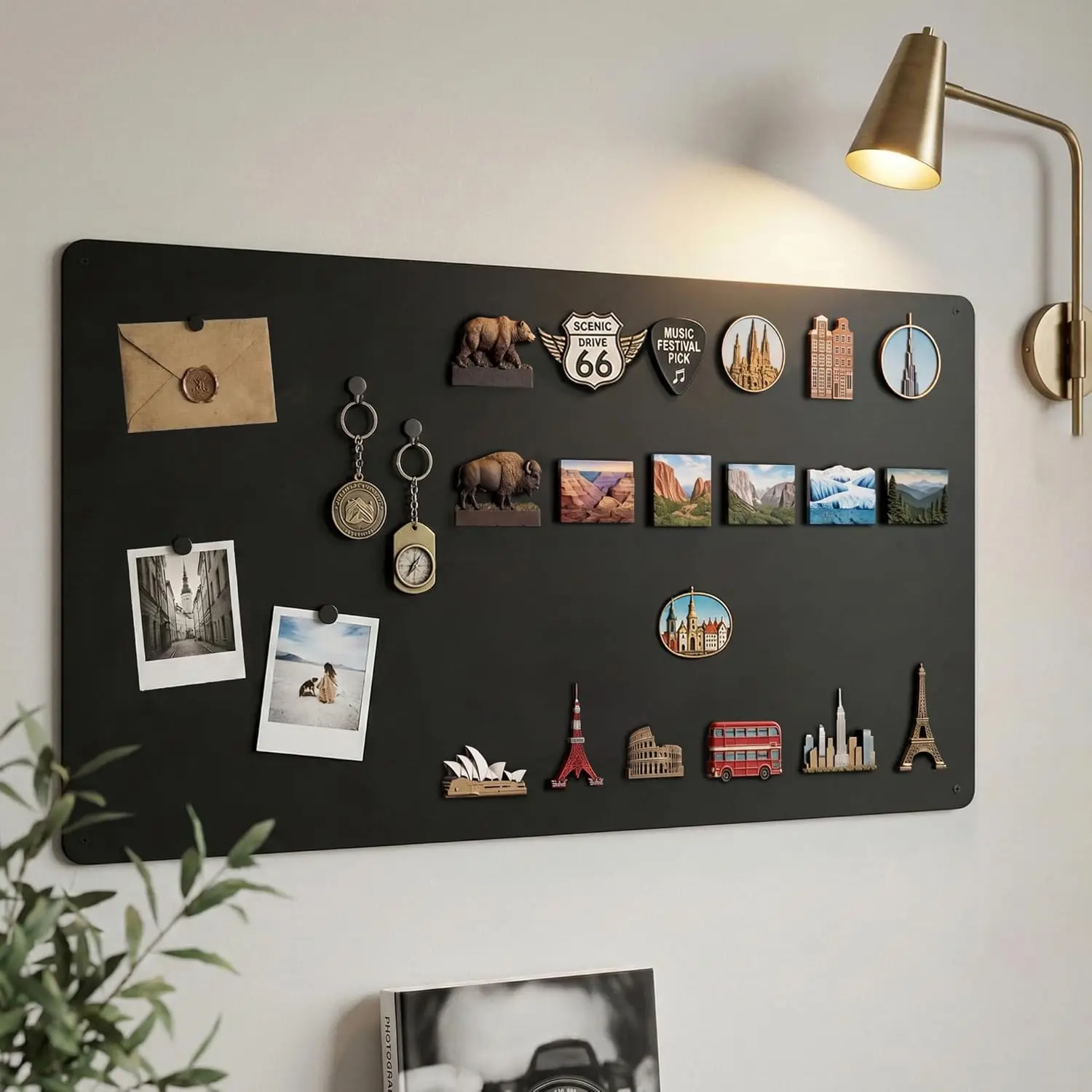 Board for Wall 39.4" x 19.7" :  Black Display Board for Travel & Souvenir  Collections | Heavy Duty Metal Panel for Collectors with Screw Mount Hardware