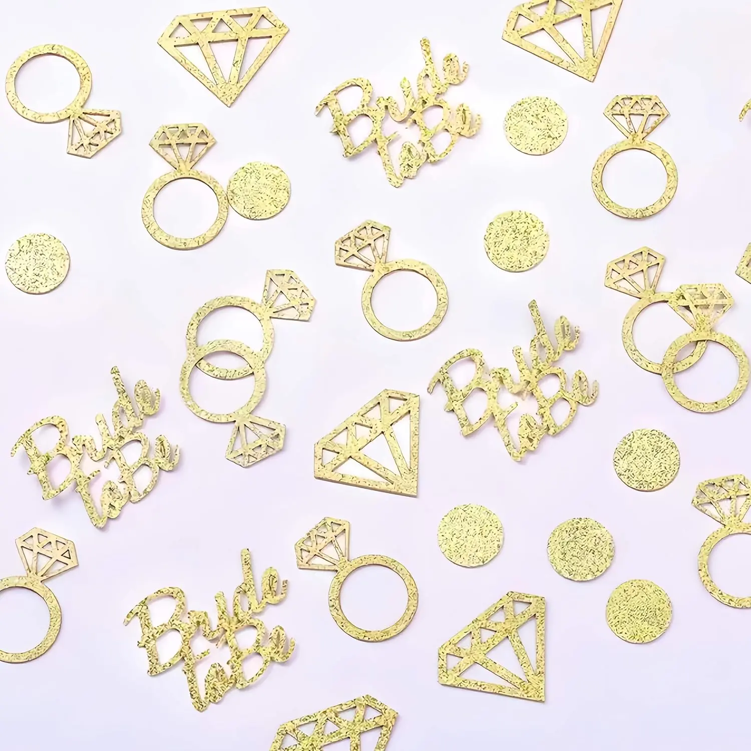 100 count Golden Bride to Be Bachelorette Party Table Confetti,  Ring Table Decor for Wedding Bridal Shower Engagement Party
