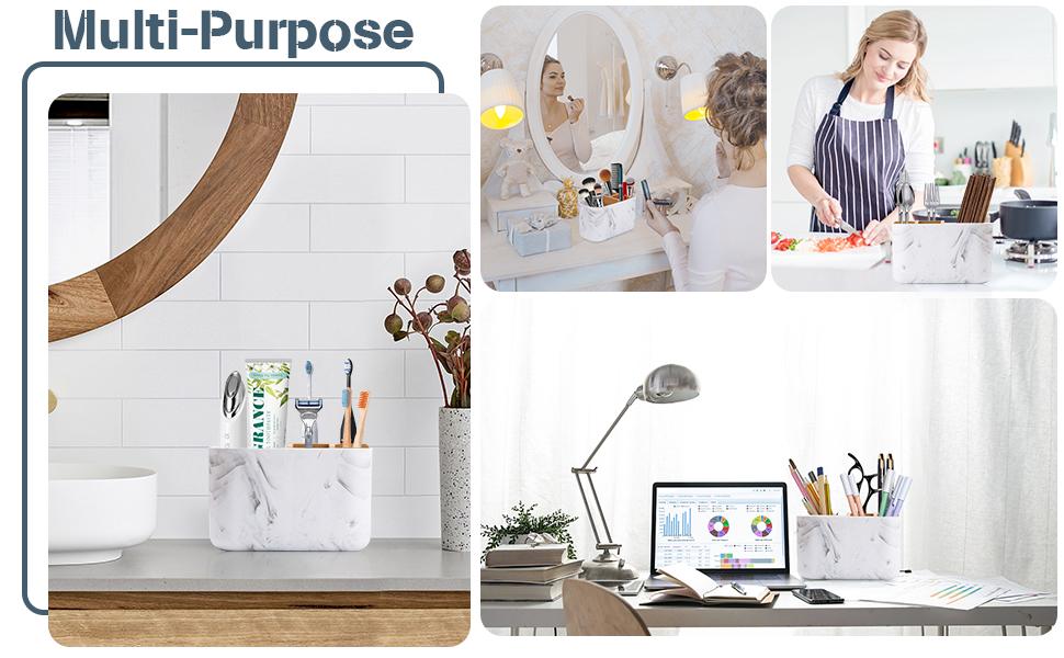 en countertop accessory storage, marble toothbrush storage