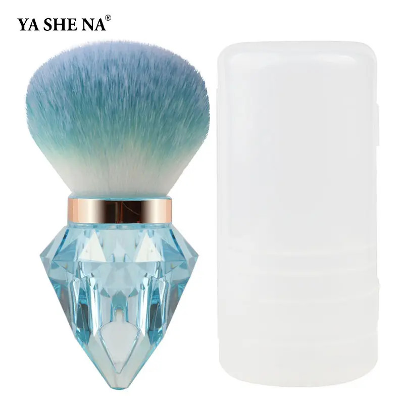 Multi-color diamond mushroom dual-purpose brush. Fluffy head for loose powder makeup and nail dust removal, compact and cost-effective essential tool for makeup and manicure lovers.