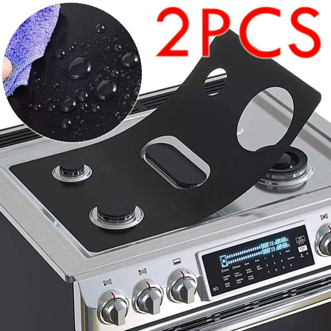 2-Pack Gas Stove Protector Liner, Fits 5-Hole Stove Pad, Kitchen Accessories, Stove Protection Mat, Oil-Resistant Cover