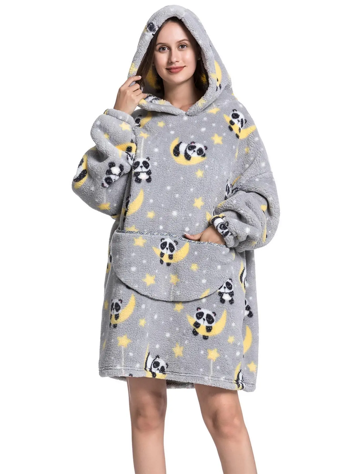 1pc Wearable Blanket Hoodie, Blanket Hoodie Plush Soft Warm Sherpa Fleece Hoodie Blanket, Comfy Sweatshirt with Big Pocket for Women & Men Adults