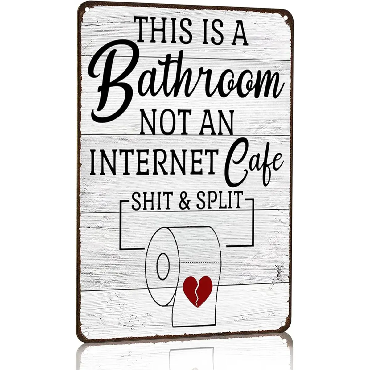 8x12 in Vintage Farmhouse Bathroom Sign - Humorous Quote with Bold Letters, Farmhouse Vibe Wall Decor Plaque, Housewarming/Birthday Gift for Home Restroom Bar Decoration
