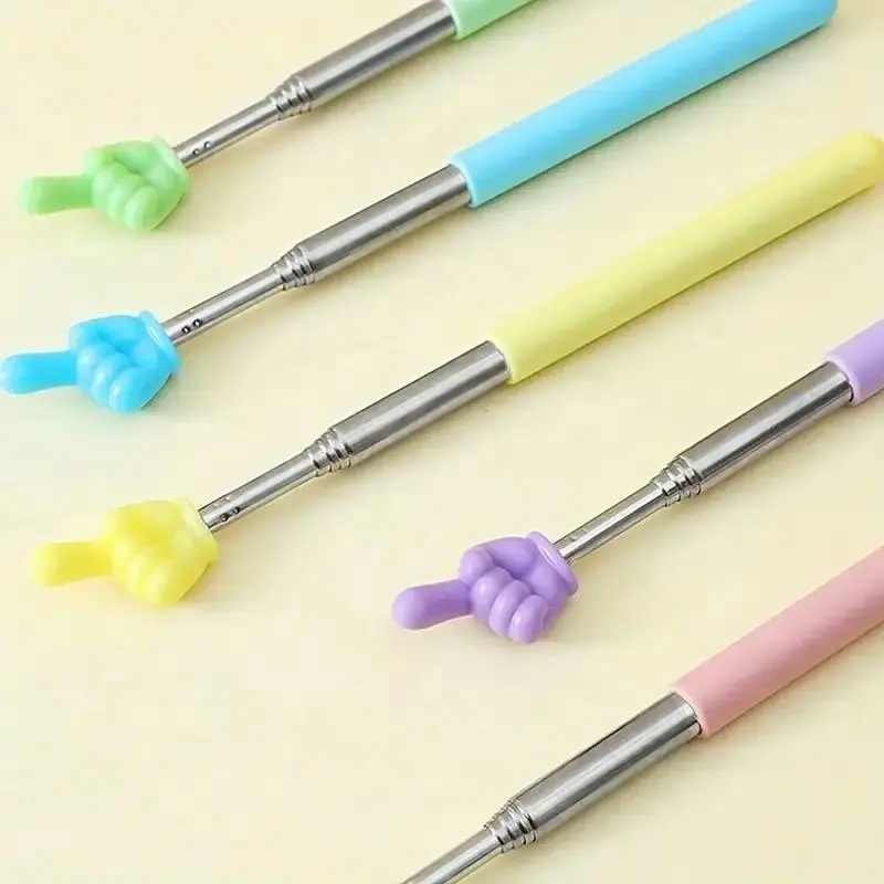Finger Shaped Retractable Teacher Pen - Durable PE Plastic Writing Stationery, Portable Stylish Office Classroom Accessory, Multiple Colors for Daily Note Taking