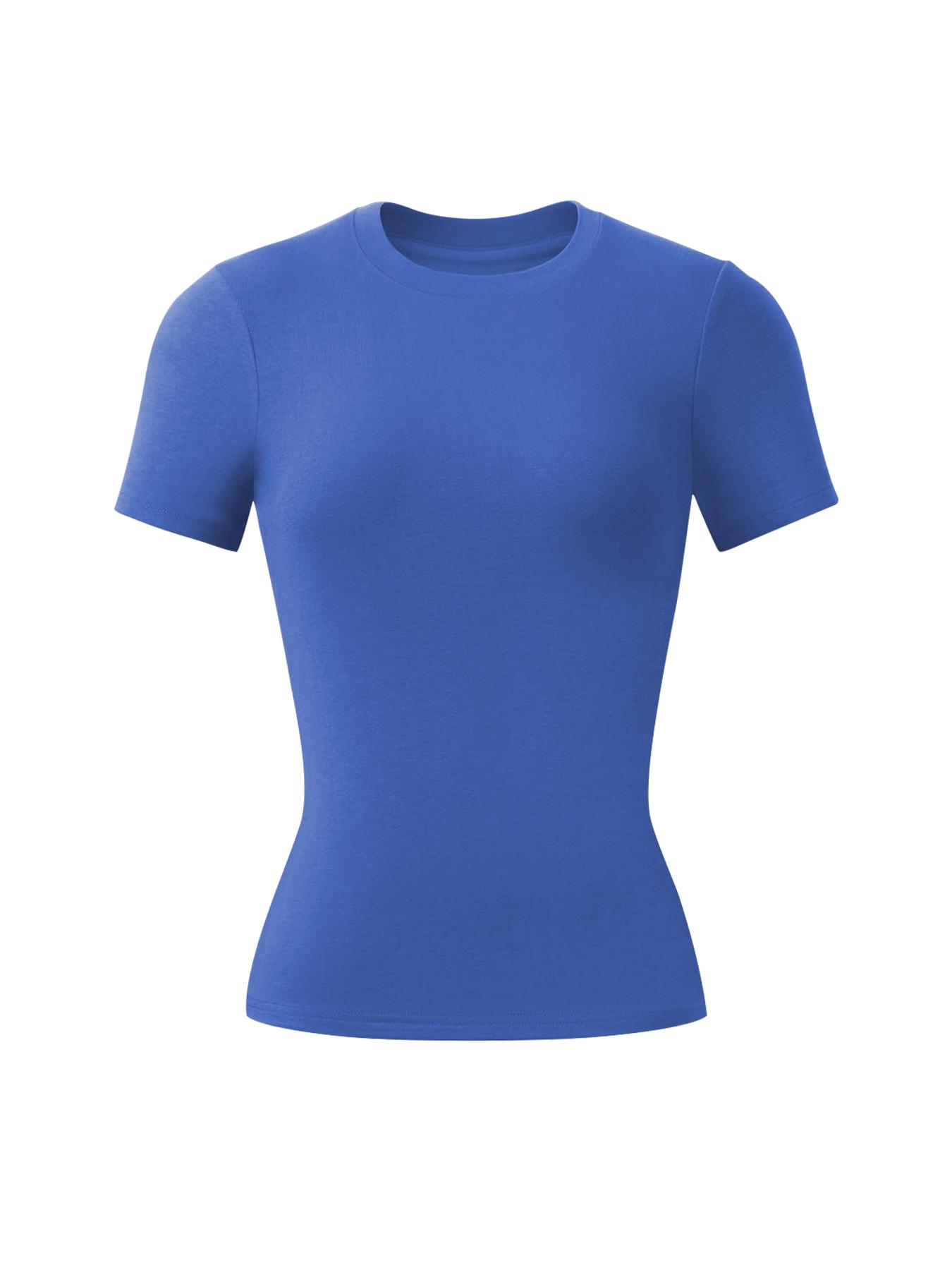 Women's Solid Sports Tee, Breathable Comfortable Short Sleeve T-shirt for Yoga Gym Workout Running, Ladies Sportswear for Summer