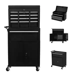 5-Drawer Rolling Tool Chest with Locking System & Wheels - Heavy Duty Detachable Tool Cabinet for Garage, Workshop, Mechanic (Black)