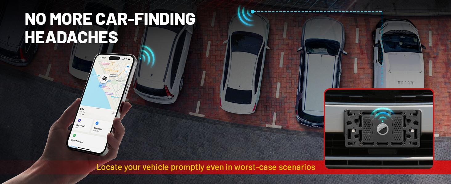 Stealth License Plate Frame with Hidden AirTag Holder, Anti-Theft GPS Tracker Compartment for Front & Rear Plates, Universal Fit for Car Truck SUV, Secure Screws & Durable ABS Plastic (Matte Black)