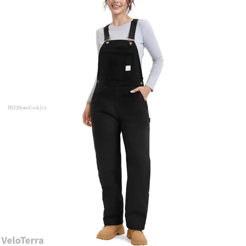 Insulated Bib Overalls for Women, Women's Essential Winter Water Resistant Overall, Ladies Snow Washed Overall for WorkVeloTerraDD22HomeCookJoy