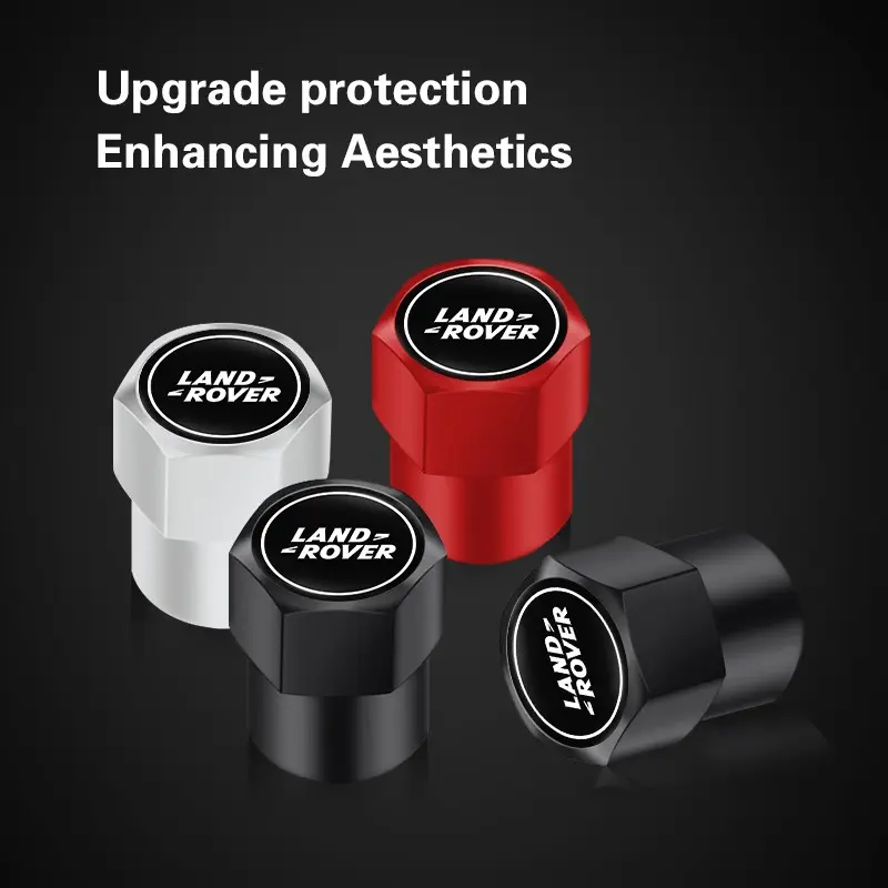 4Pcs Aluminum Alloy Styling Car Wheel Tire Air Valve Caps Tyre Caps For Land Rover Range Rover Evoque Velar Defender Discovery Freelander Land Cruiser