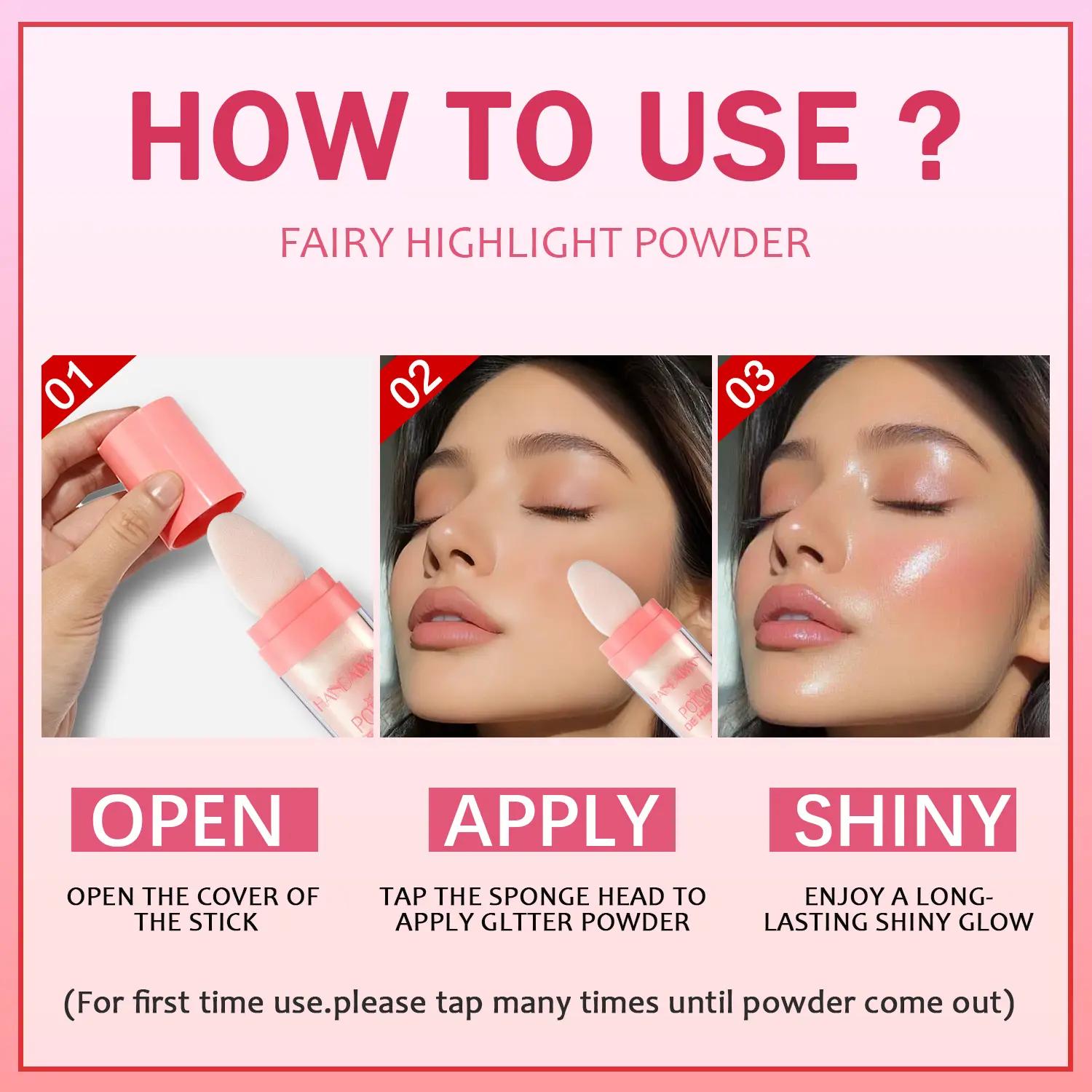 HANDAIYAN Highlighter Powder Glitter Bar  Shimmering Highlighter Powder—suitable for the face, body, hair, and more—helps you shine even brighter in a crowd. It makes for the perfect gift.