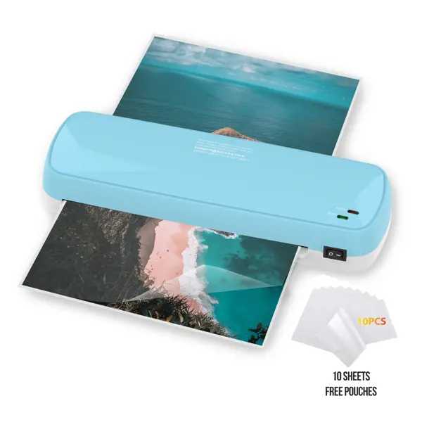 4-in-1 Compact Silicone A4 Size Laminating Machine - Hot & Cold Laminator with Paper Trimmer, Corner Rounder, Hole Punch, Portable A4 Lamination Tool for Home/Office, Pouches