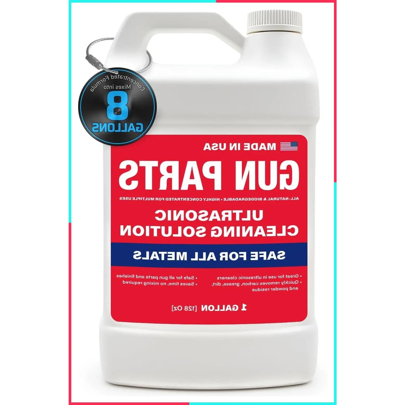 Ultrasonic Gun Cleaning Solution Concentrate 1 Gallon (128oz) Made in USA Makes 8 Gallons Firearm Cleaning Fluid for Brass Gun Parts Ultrasonic Cleaner