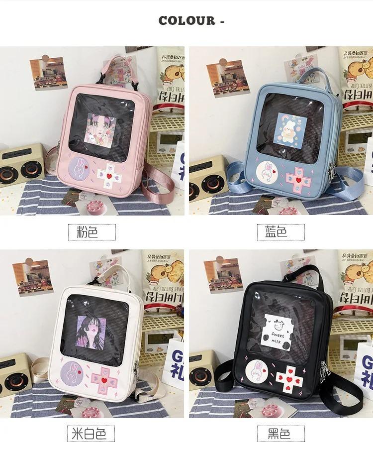 Y2K Cute Clear ItaBag Women's Lolita Backpack Kawaii Girl Shoulder Bag DIY Display Transparent Pocket Japanese Doll Tote Handbag