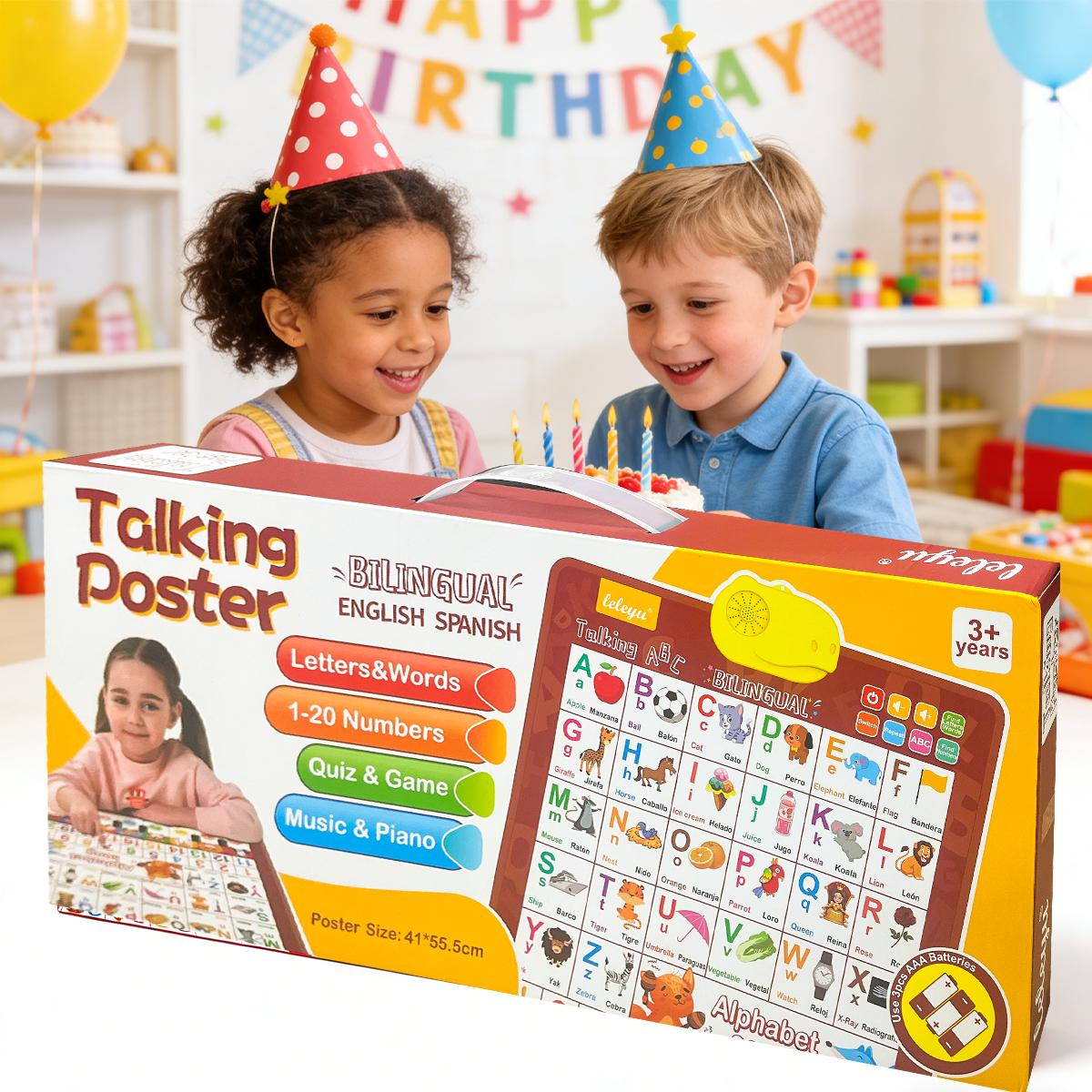 Spanish English Bilingual Audio Early Education Wall Chart Finger Piano Cognitive Pure English Sound Early Education Wall Chart Educational Toys Point Reading Book Educational Equipment Early Education Companion Reading Machine