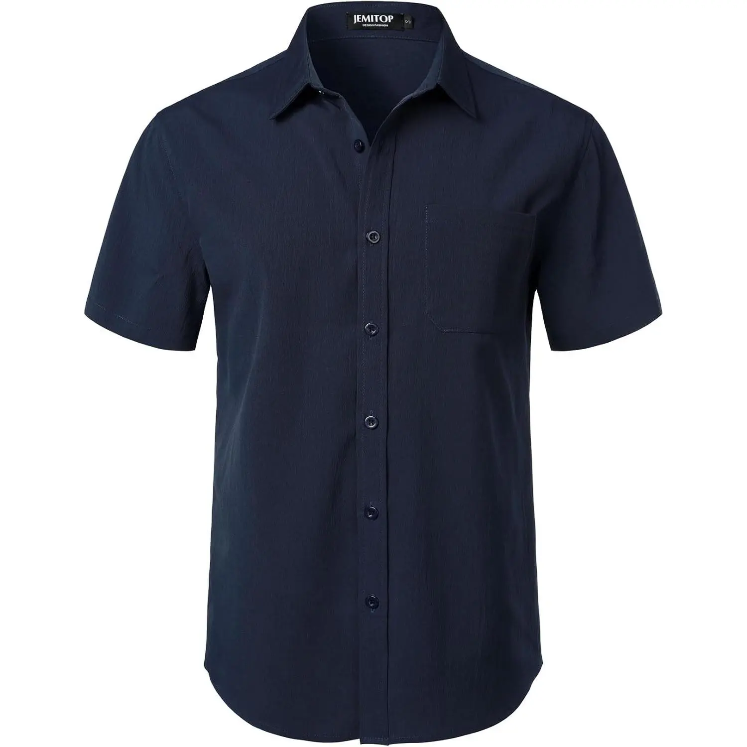 JEMITOP Men's Stretch Wrinkle Free Short Sleeve Texture Shirt Lightweight Summer Button Down Shirts for Beach Vacation