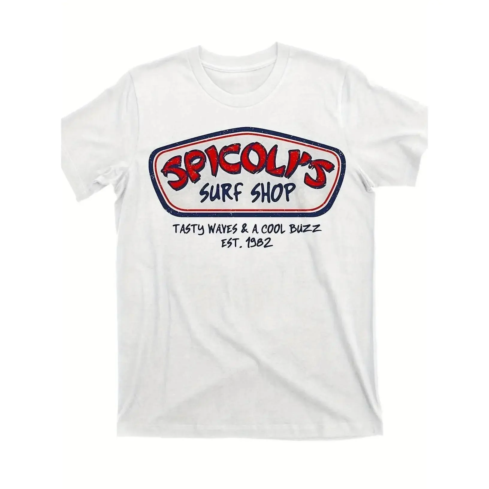 Spicoli's Surf Shop Men's Graphic T-Shirt - Short-Sleeve Cotton Retro 1982 Logo, Breathable Vintage 80s Surf Tee, Round Neck, Durable HD Print, Unisex Casual Beach & Outdoor Wear, Father's Day Gift