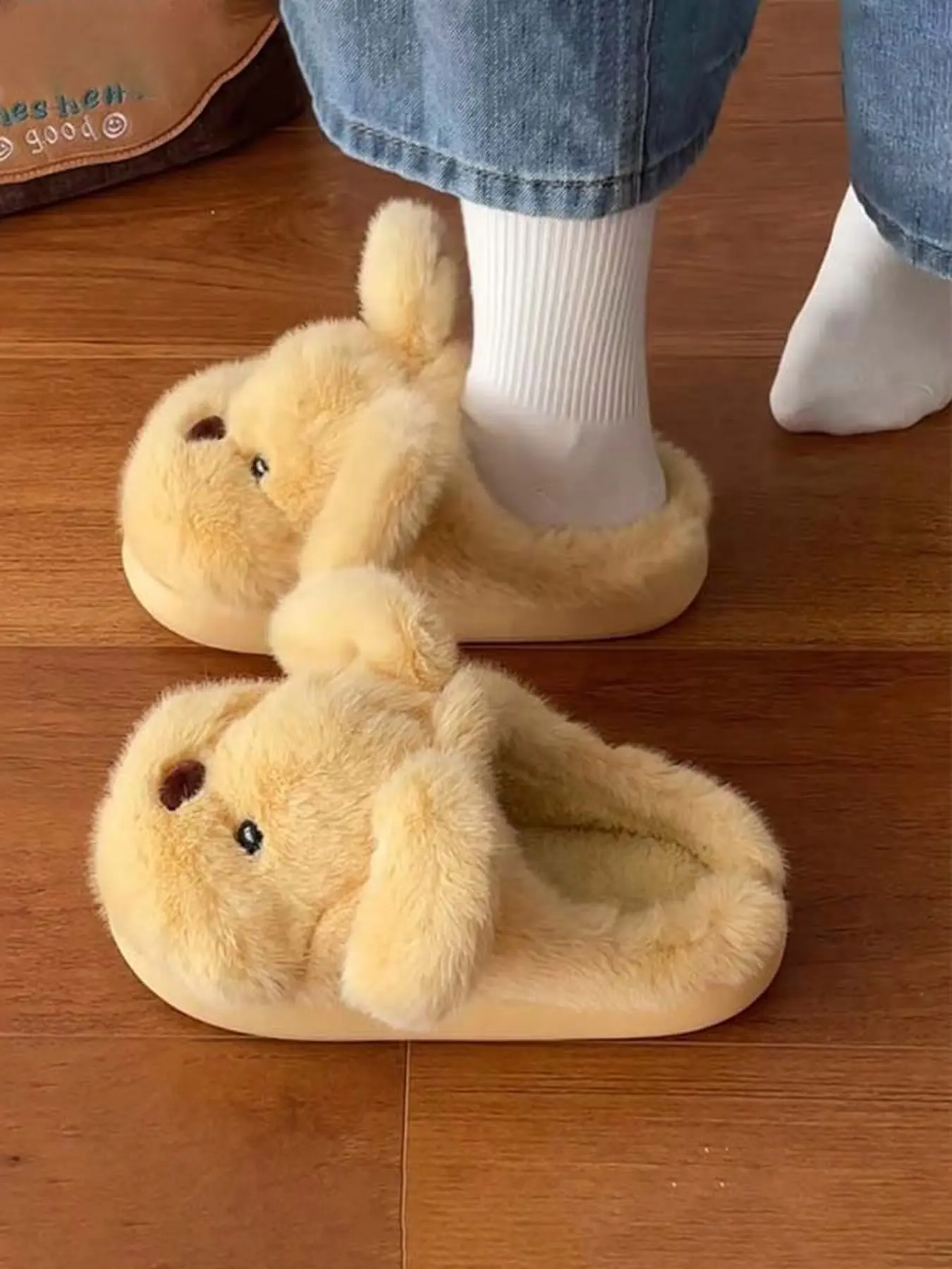 New Fall Winter Cute Cartoon Plush House Slippers for Women, Warm and Comfortable Thick Sole, Versatile Casual Home Footwear