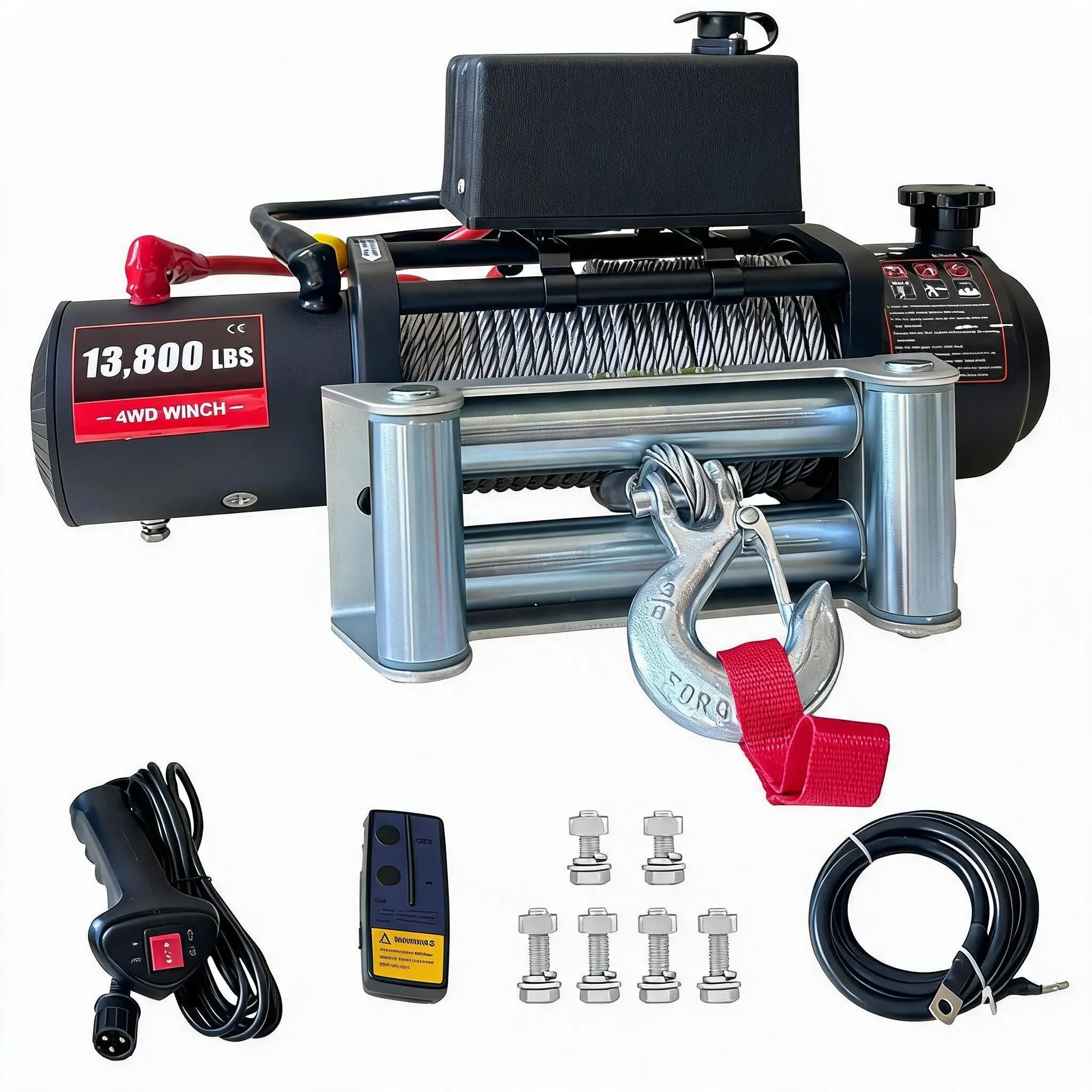 GAOMON Electric Winch 13,800 LB, 12V DC Truck Winch with Synthetic Rope (78 or 85 ft), Aluminum Fairlead, Wireless & Wired Remote Control, IP67 Waterproof for Towing, Off-Road, SUV, Trailer, Boat
