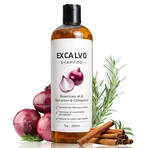 Excalvo Shampoo - Excalvo Shampoo for Men with Rosemary Oil & Red Onion & Cinnamon Extract, Less Hair Loss, More Density, Stronger Roots, 7oz/200ml